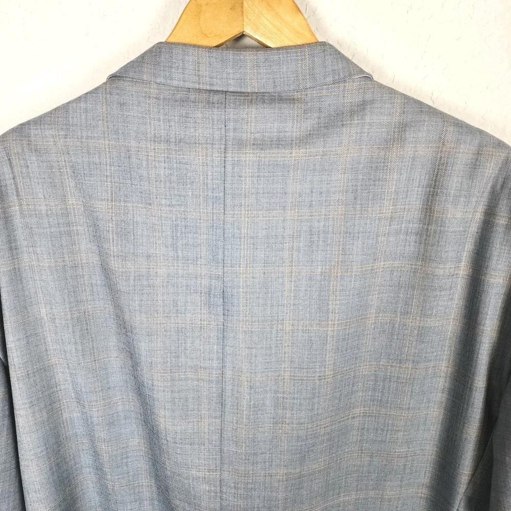 Phat Farm Blazer Sport Coat Mens 52XL Virgin Wool Gray Plaid 4 Button VTG Preppy